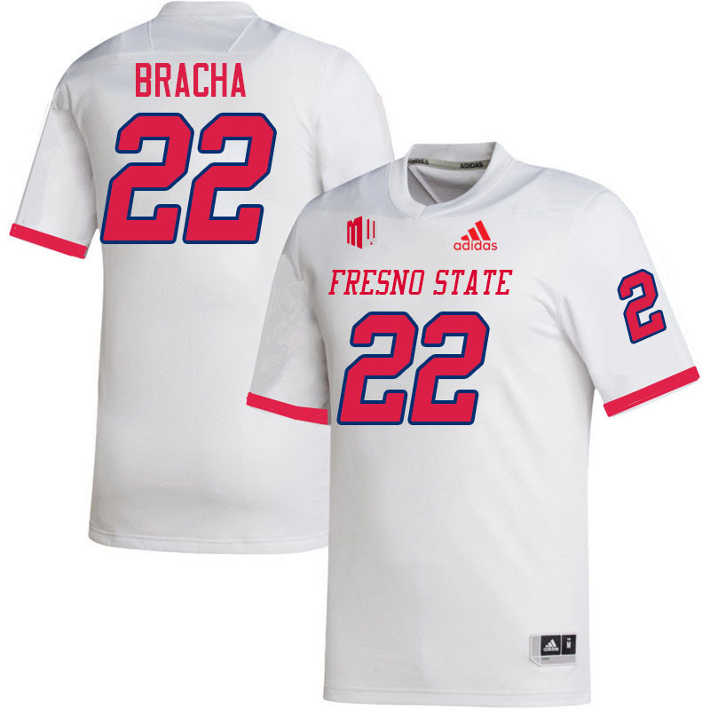 Men #22 Camryn Bracha Fresno State Bulldogs College Football Jerseys Stitched-White